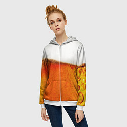 Толстовка на молнии женская Тёмное пиво, цвет: 3D-белый — фото 2