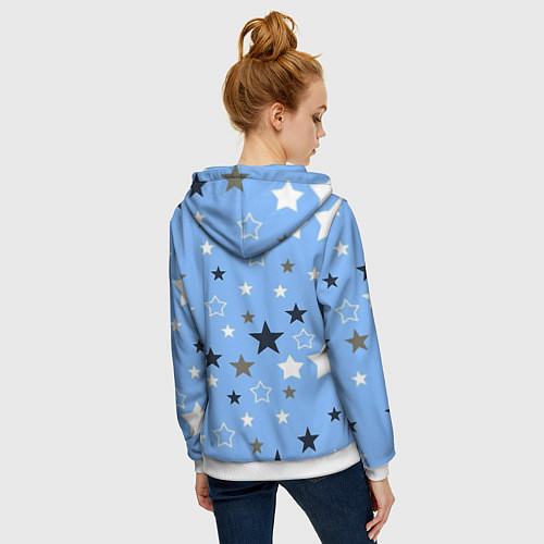 Женская толстовка на молнии Звёзды на голубом фоне / 3D-Белый – фото 4