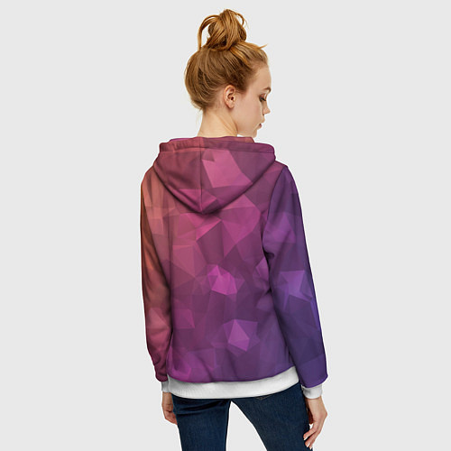 Женская толстовка на молнии Разноцветные полигоны / 3D-Белый – фото 4