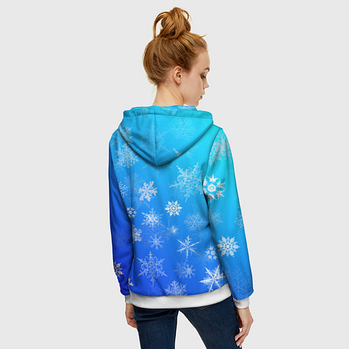 Женская толстовка на молнии Снежинки в небе / 3D-Белый – фото 4