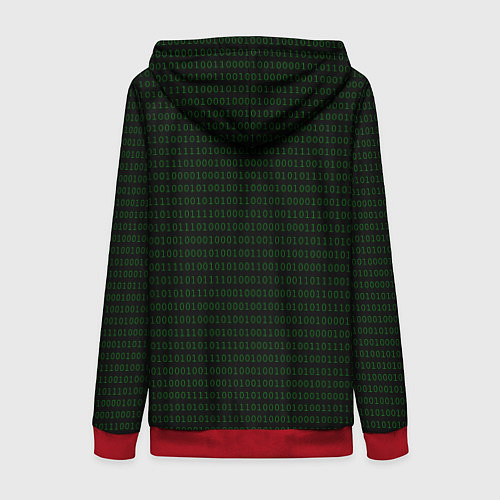 Женская толстовка на молнии Однотонный двоичный код / 3D-Красный – фото 2