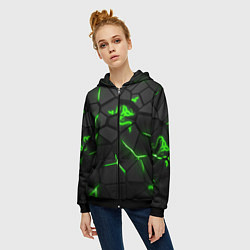 Толстовка на молнии женская Razer green neon, цвет: 3D-черный — фото 2