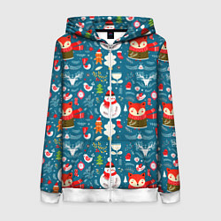 Толстовка на молнии женская New Years holiday, цвет: 3D-белый