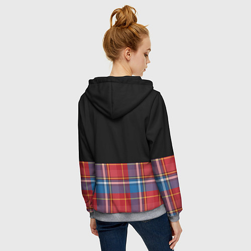 Женская толстовка на молнии Классическая шотландка / 3D-Меланж – фото 4