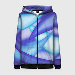 Толстовка на молнии женская Синие разводы, цвет: 3D-черный