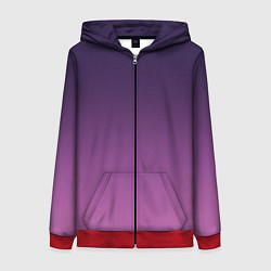 Толстовка на молнии женская Пурпурный-лиловый градиент, цвет: 3D-красный