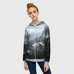 Толстовка на молнии женская Природа Скайрима, цвет: 3D-меланж — фото 2