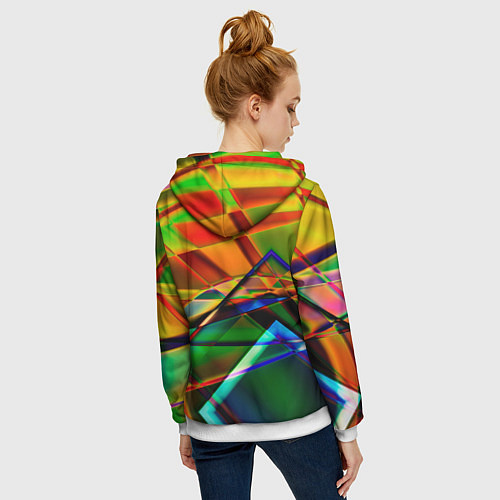 Женская толстовка на молнии Разноцветное стекло / 3D-Белый – фото 4