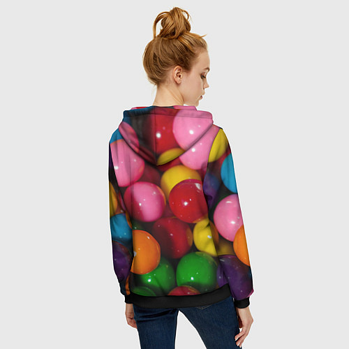 Женская толстовка на молнии Конфеты ассорти / 3D-Черный – фото 4