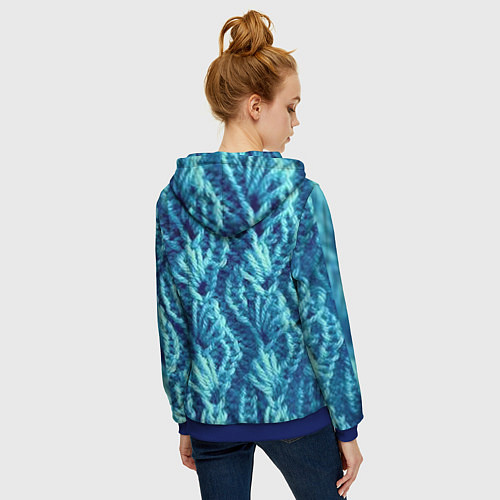 Женская толстовка на молнии Зимние вязание / 3D-Синий – фото 4