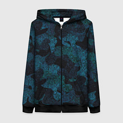 Толстовка на молнии женская Камуфляж тёмно-синий, цвет: 3D-черный