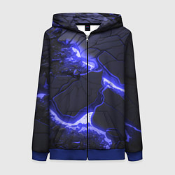 Толстовка на молнии женская Красивая синяя неоновая лава, цвет: 3D-синий
