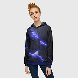 Толстовка на молнии женская Красивая синяя неоновая лава, цвет: 3D-синий — фото 2