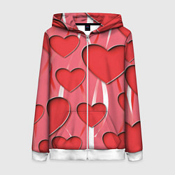 Толстовка на молнии женская Святой Валентин для твоих любимых, цвет: 3D-белый