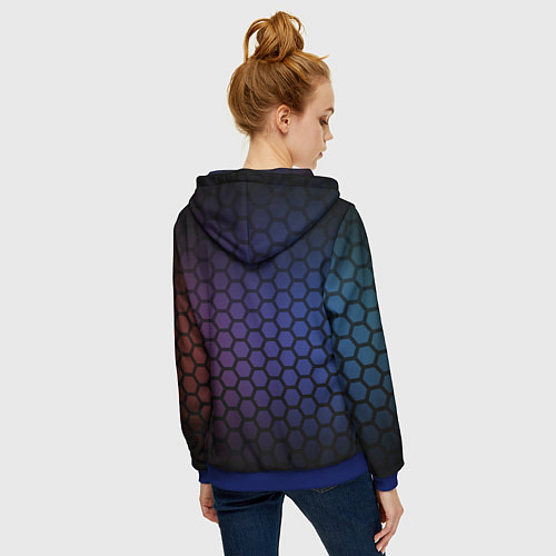 Женская толстовка на молнии Abstract hexagon fon / 3D-Синий – фото 4