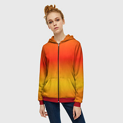 Толстовка на молнии женская Переливы оранжевого, цвет: 3D-красный — фото 2