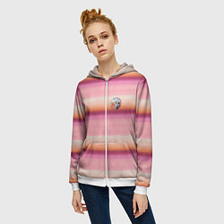 Толстовка на молнии женская Энид Синклер с Уэнсдей Аддамс - текстура свитера, цвет: 3D-белый — фото 2