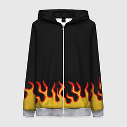 Женская толстовка на молнии Горящее пламя