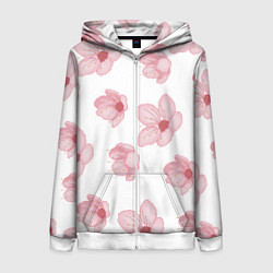 Толстовка на молнии женская Цветение сакуры, цвет: 3D-белый