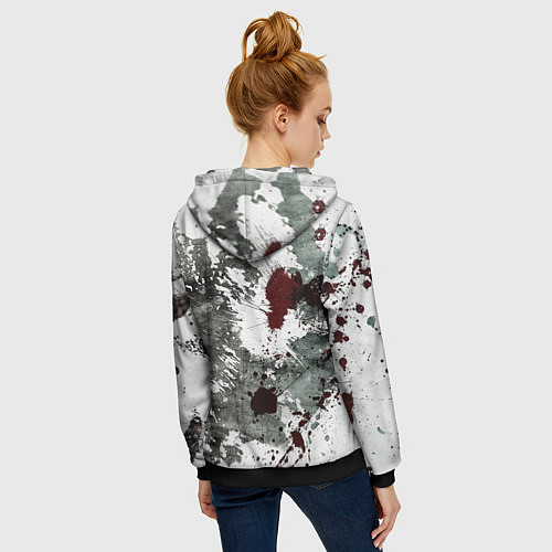 Женская толстовка на молнии Кровь и чернила / 3D-Черный – фото 4