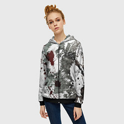 Толстовка на молнии женская Кровь и чернила, цвет: 3D-черный — фото 2