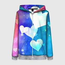 Толстовка на молнии женская Dreamy Hearts Multicolor, цвет: 3D-меланж