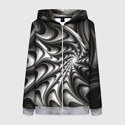 Толстовка на молнии женская Abstract fractal grey, цвет: 3D-меланж