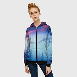 Толстовка на молнии женская Horizon landscape, цвет: 3D-черный — фото 2