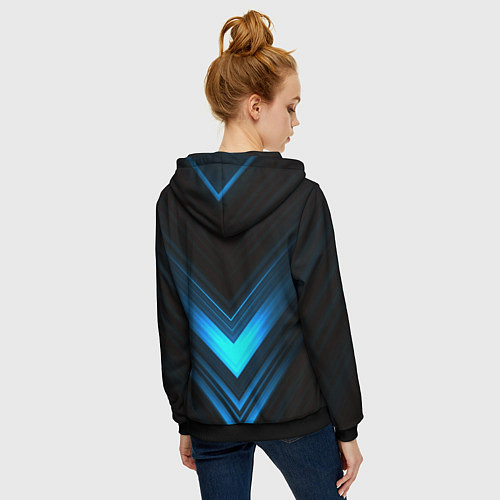 Женская толстовка на молнии Neon geometry stripes / 3D-Черный – фото 4