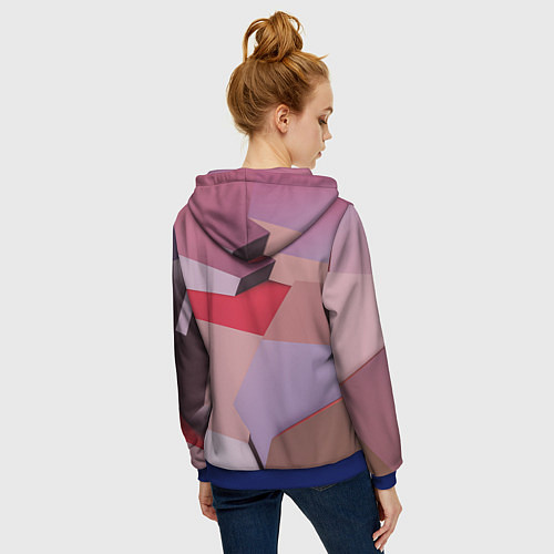 Женская толстовка на молнии Розовое абстрактное множество кубов / 3D-Синий – фото 4