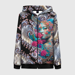 Толстовка на молнии женская Japanese beauty - irezumi, цвет: 3D-черный
