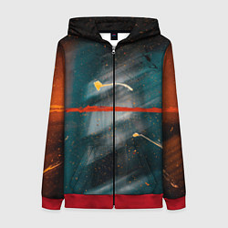 Толстовка на молнии женская Расплывчатые силуэты и краски, цвет: 3D-красный