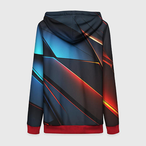 Женская толстовка на молнии Абстрактные разломы / 3D-Красный – фото 2