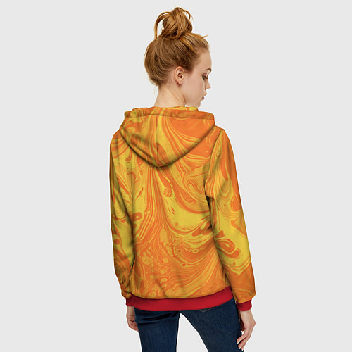 Женская толстовка на молнии Солнечный флюид арт / 3D-Красный – фото 4