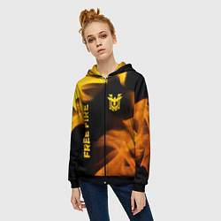 Толстовка на молнии женская Free Fire - gold gradient: надпись, символ, цвет: 3D-черный — фото 2