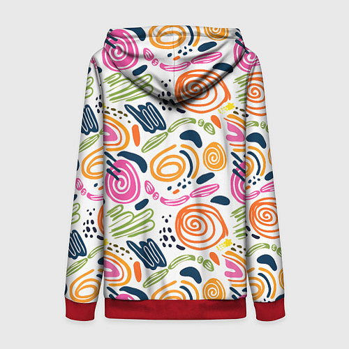 Женская толстовка на молнии Геометрический паттерн / 3D-Красный – фото 2