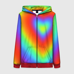 Толстовка на молнии женская Сердце - радужный градиент, цвет: 3D-красный