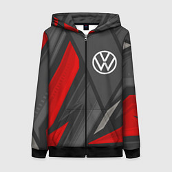 Толстовка на молнии женская Volkswagen sports racing, цвет: 3D-черный