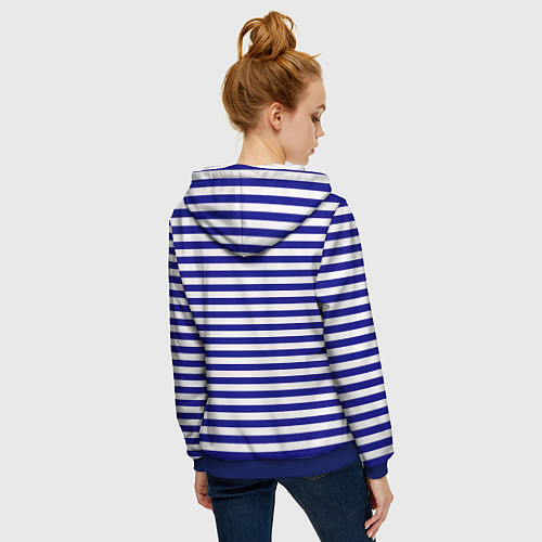 Женская толстовка на молнии Тельняшка синяя ВМФ / 3D-Синий – фото 4