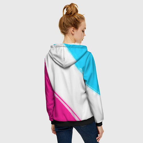 Женская толстовка на молнии Coldplay neon gradient style: надпись, символ / 3D-Черный – фото 4