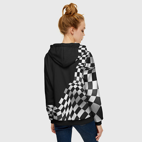 Женская толстовка на молнии Fiat racing flag / 3D-Черный – фото 4