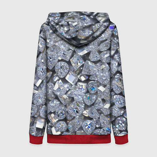 Женская толстовка на молнии Россыпь бриллиантов / 3D-Красный – фото 2