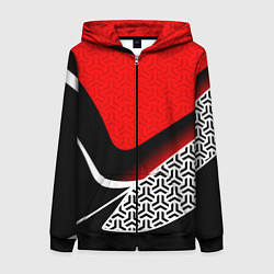 Толстовка на молнии женская Геометрическая униформа - красная, цвет: 3D-черный