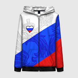 Толстовка на молнии женская Сердечко - Россия, цвет: 3D-черный