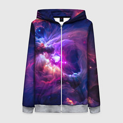 Женская толстовка на молнии Небула в космосе в фиолетовых тонах - нейронная се