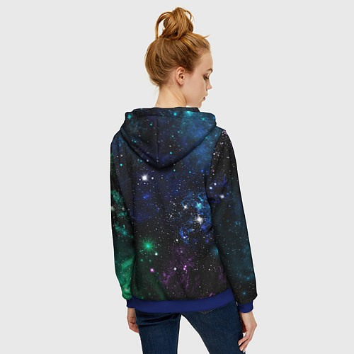 Женская толстовка на молнии Космос Звёздное небо / 3D-Синий – фото 4