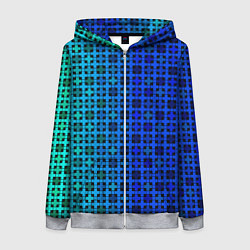 Толстовка на молнии женская Сине-зеленый геометрический узор, цвет: 3D-меланж
