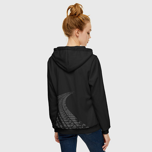 Женская толстовка на молнии Haval speed на темном фоне со следами шин: надпись / 3D-Черный – фото 4