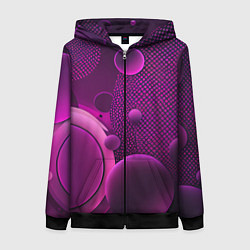 Толстовка на молнии женская Фиолетовые шары, цвет: 3D-черный