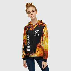 Толстовка на молнии женская Garbage и пылающий огонь, цвет: 3D-черный — фото 2
